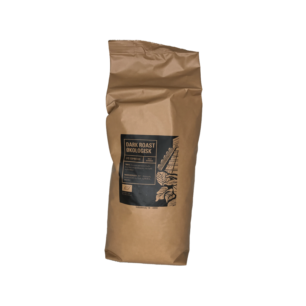 Økologisk Dark Roast (lys espresso) - 1 kg Hele Bønner
